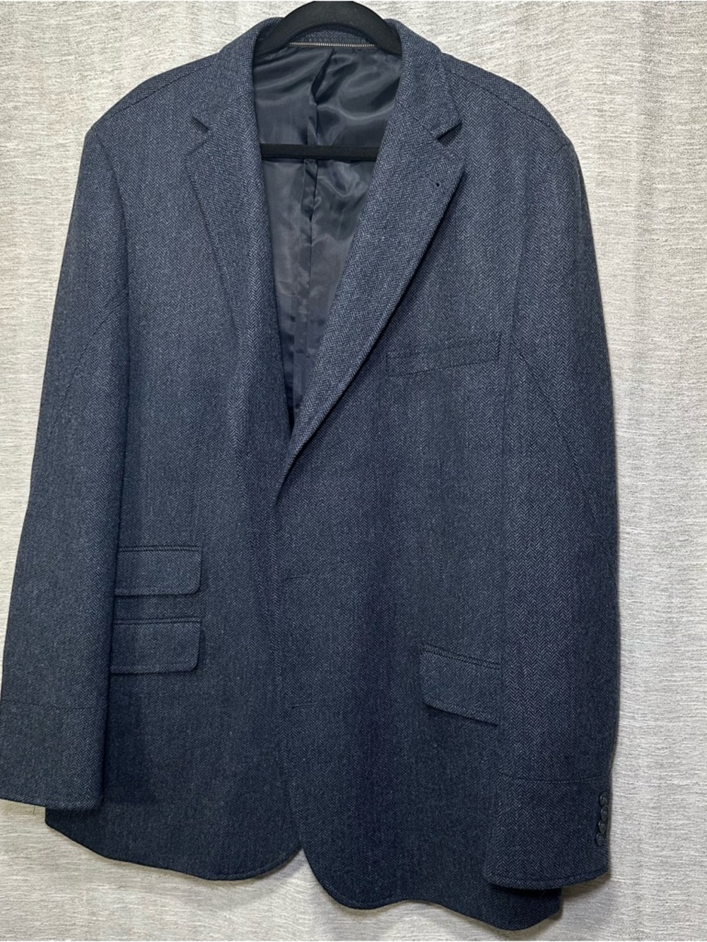 Quintessential Rizzo Blue Herringbone Wool Cashmere Sport Coat Blazer Men’s 48L - Picture 4 of 13